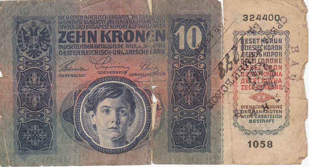 Нострификована аустроугарска новчаница од 10 круна